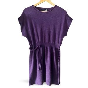 Love Moschino Rich Purple Crew Neck wool Dress
